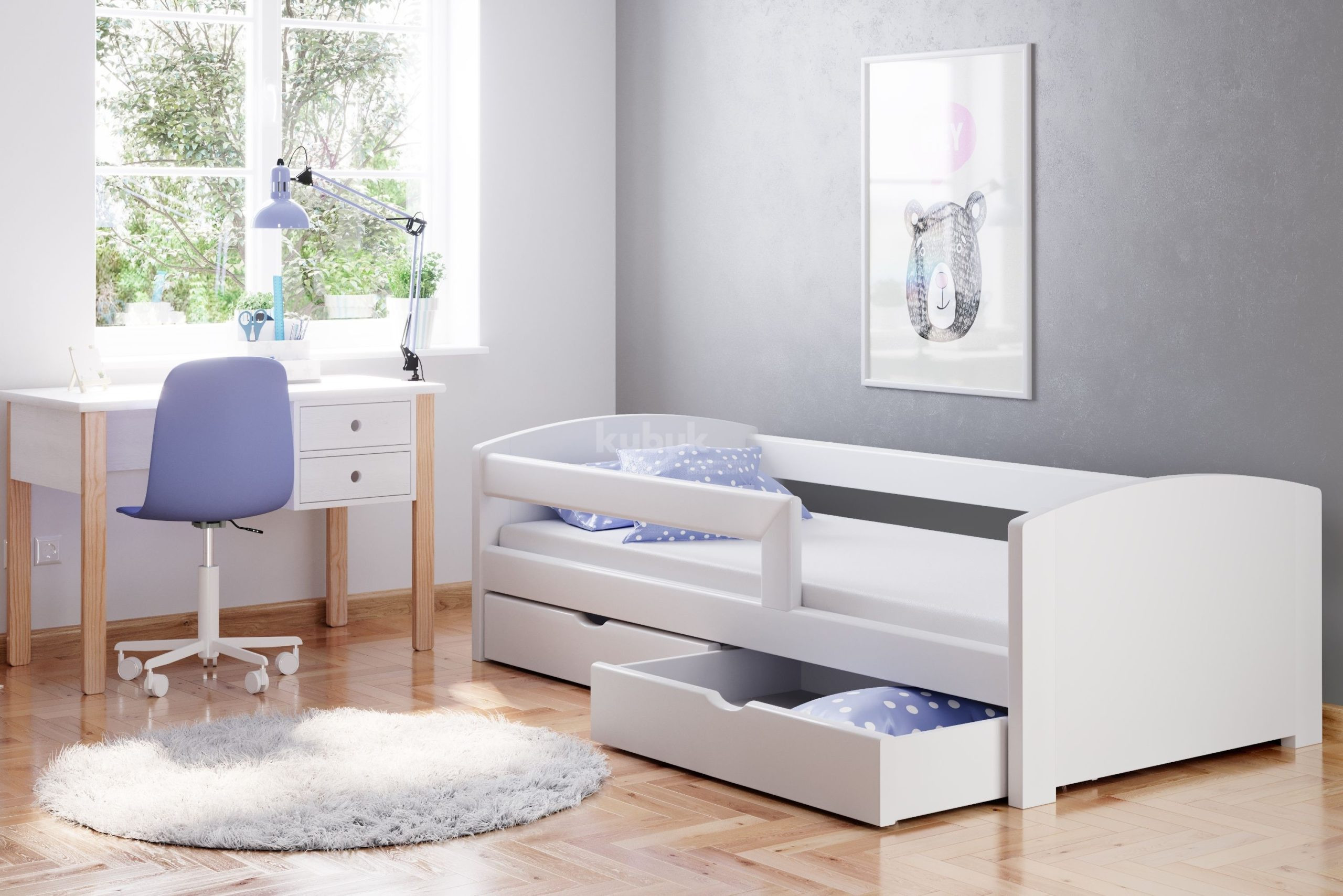 Einzelbett, Ausziehbett, Kinderbett aus massivem Fichtenholz TEDI - Kubuk Moebel Einzelbett, Ausziehbett, Kinderbett aus massivem Fichtenholz TEDI - Kubuk Moebel