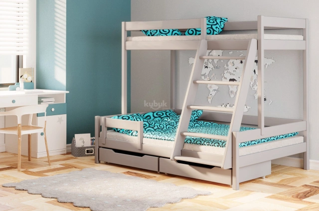 Etagenbett, Kinderbett TRIO, Massivholz, Sofortlieferung - Kubuk Moebel Etagenbett, Kinderbett TRIO, Massivholz, Sofortlieferung - Kubuk Moebel