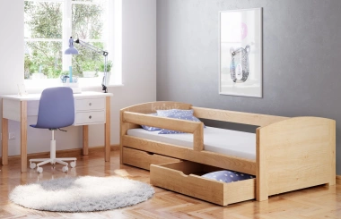 Einzelbett, Ausziehbett, Kinderbett aus massivem Fichtenholz TEDI - Kubuk Moebel Einzelbett, Ausziehbett, Kinderbett aus massivem Fichtenholz TEDI - Kubuk Moebel