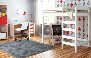 Kinderbett, Jugendbett, Hochbett LUKA aus Massivholz, Sofortlieferung - Kubuk Moebel