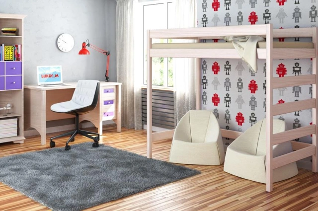 Kinderbett, Jugendbett, Hochbett LUKA aus Massivholz, Sofortlieferung - Kubuk Moebel Kinderbett, Jugendbett, Hochbett LUKA aus Massivholz, Sofortlieferung - Kubuk Moebel