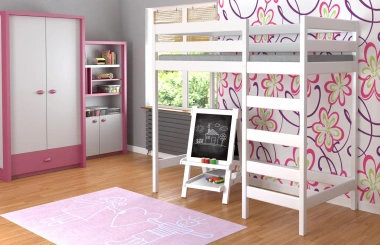 Kinderbett, Hochbett, Jugendbett LUKA PLUS aus Massivholz, Sofortlieferung - Kubuk Moebel