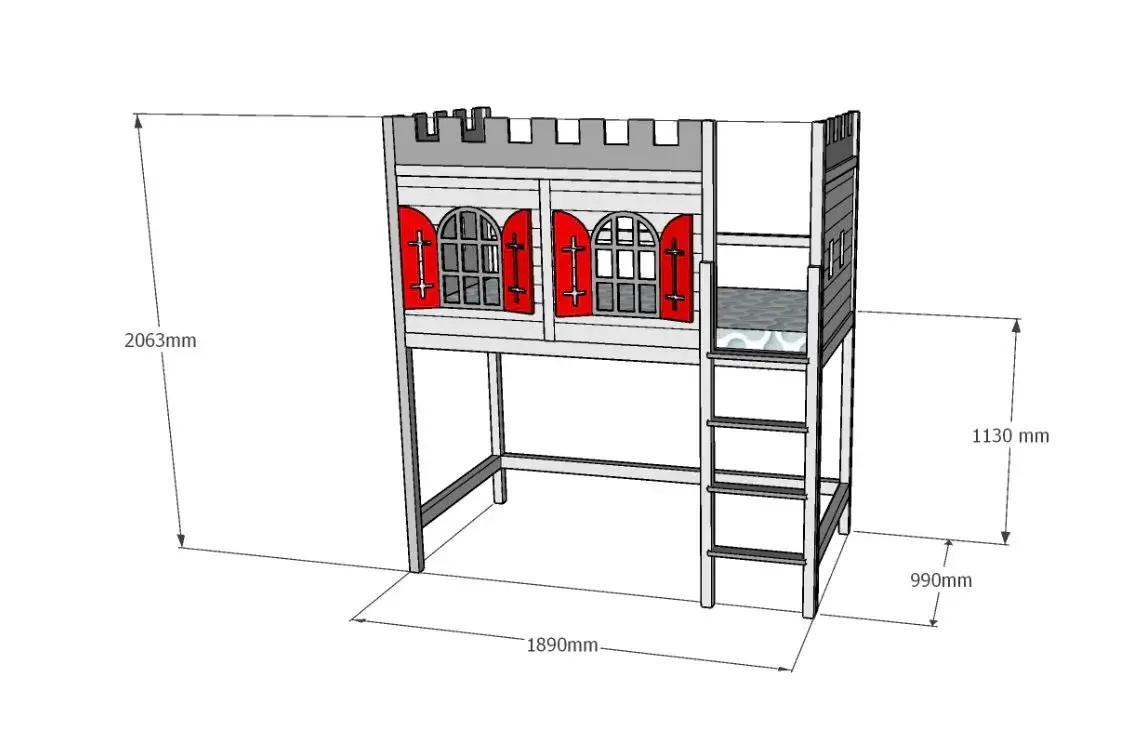 Hochbett, Spielbett RITTER ROST - Kubuk Moebel