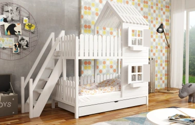 Hausbett, Spielbett LUNA (Leiter,Treppe,Rutsche) - Kubuk Moebel