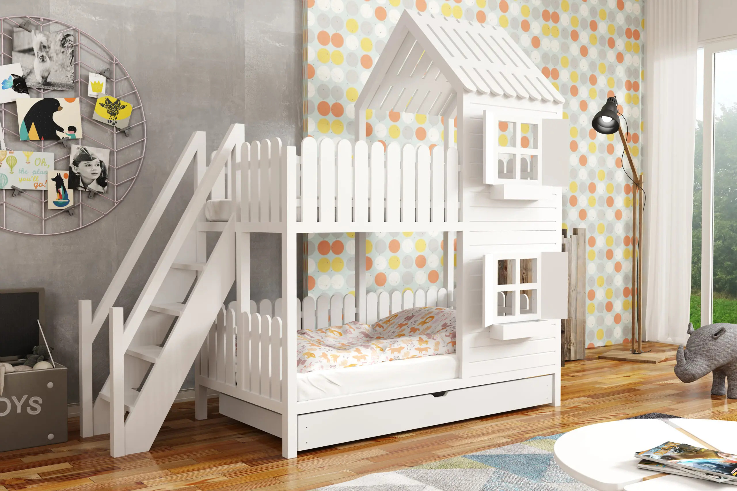 Hausbett, Spielbett LUNA (Leiter,Treppe,Rutsche) - Kubuk Moebel