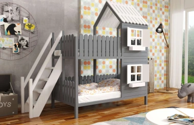 Hausbett, Spielbett LUNA (Leiter,Treppe,Rutsche) - Kubuk Moebel