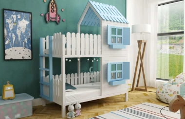 Hausbett, Spielbett LUNA (Leiter,Treppe,Rutsche) - Kubuk Moebel