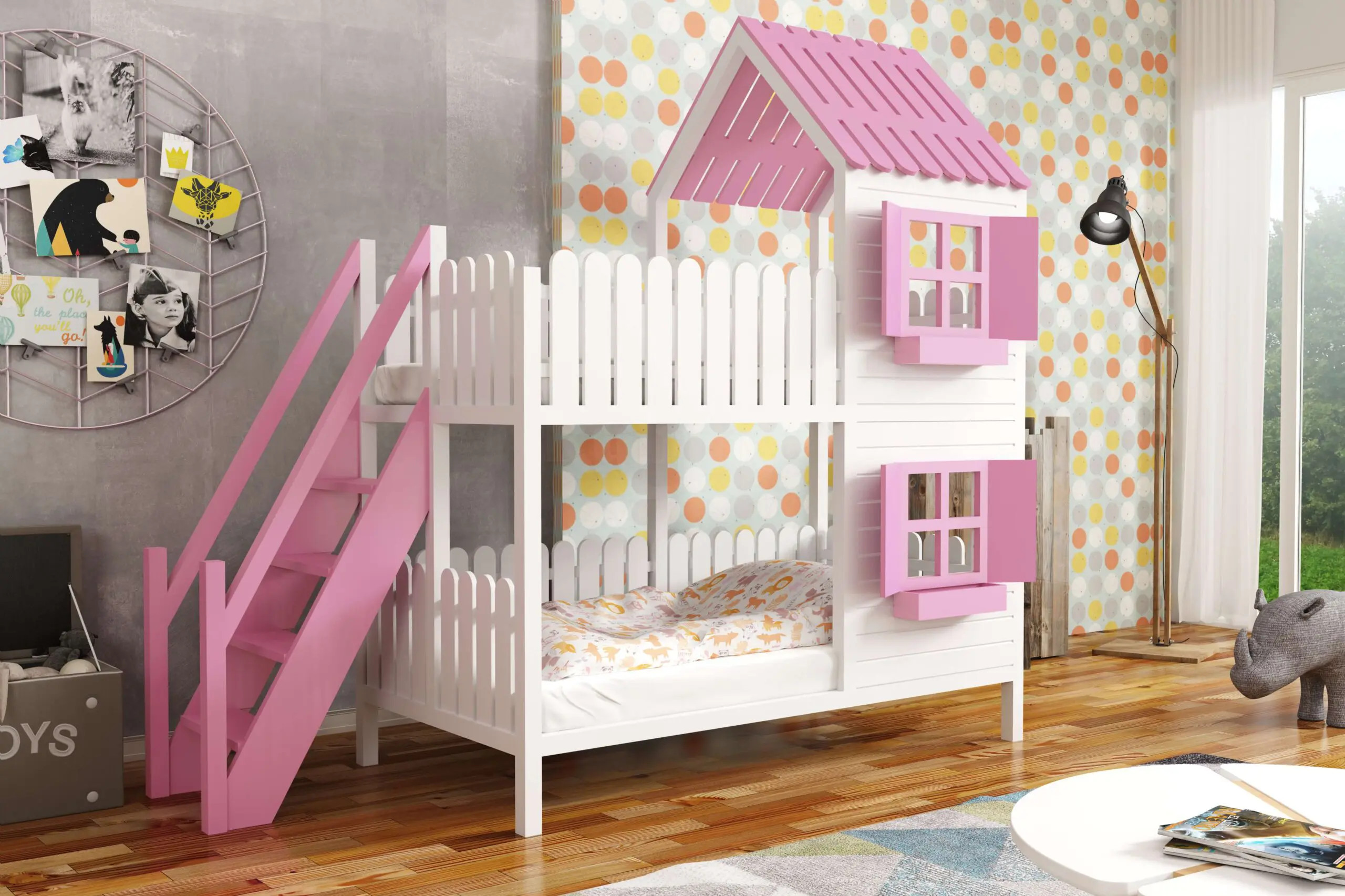 Hausbett, Spielbett LUNA (Leiter,Treppe,Rutsche) - Kubuk Moebel