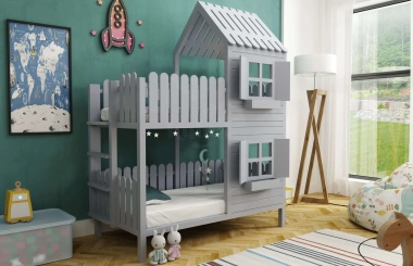 Hausbett, Spielbett LUNA (Leiter,Treppe,Rutsche) - Kubuk Moebel