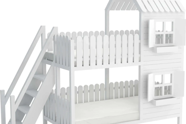 Hausbett, Spielbett LUNA (Leiter,Treppe,Rutsche) - Kubuk Moebel