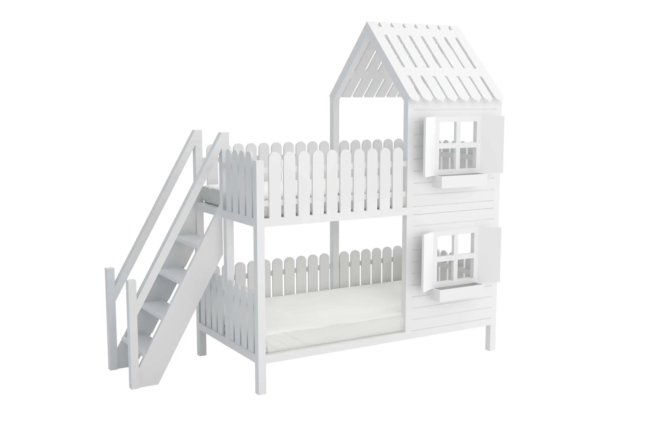 Hausbett, Spielbett LUNA (Leiter,Treppe,Rutsche) - Kubuk Moebel