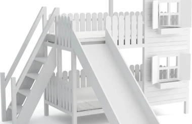 Hausbett, Spielbett LUNA (Leiter,Treppe,Rutsche) - Kubuk Moebel