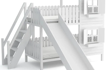 Hausbett, Spielbett LUNA (Leiter,Treppe,Rutsche) - Kubuk Moebel