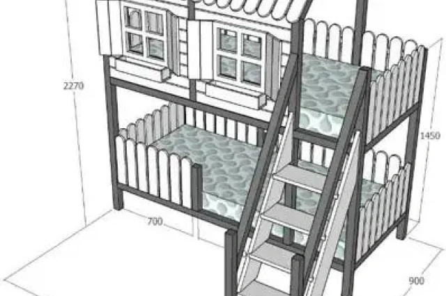 Hausbett, Spielbett LUNA (Leiter,Treppe,Rutsche) - Kubuk Moebel