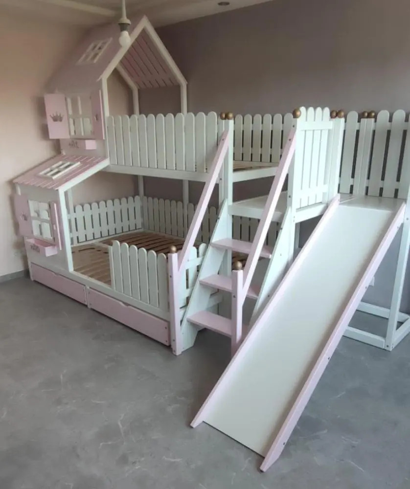 Hausbett, Spielbett LUNA (Leiter,Treppe,Rutsche) - Kubuk Moebel