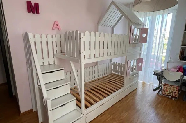 Hausbett, Spielbett LUNA (Leiter,Treppe,Rutsche) - Kubuk Moebel