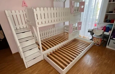 Hausbett, Spielbett LUNA (Leiter,Treppe,Rutsche) - Kubuk Moebel