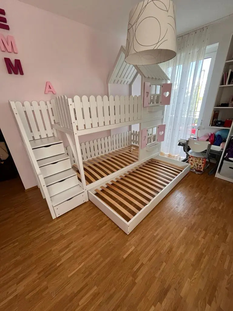 Hausbett, Spielbett LUNA (Leiter,Treppe,Rutsche) - Kubuk Moebel