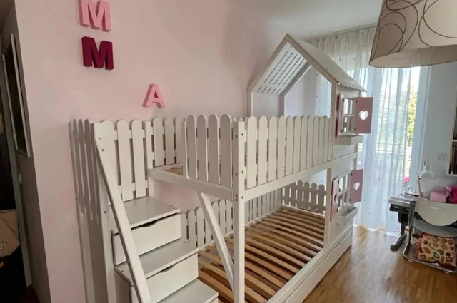 Hausbett, Spielbett LUNA (Leiter,Treppe,Rutsche) - Kubuk Moebel