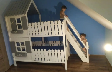 Hausbett, Spielbett LUNA (Leiter,Treppe,Rutsche) - Kubuk Moebel