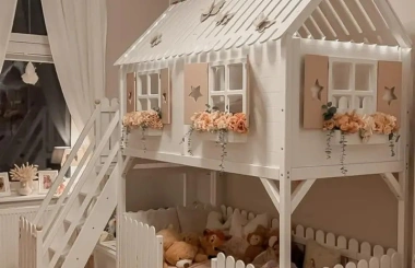 Hausbett, Spielbett LUNA (Leiter,Treppe,Rutsche) - Kubuk Moebel