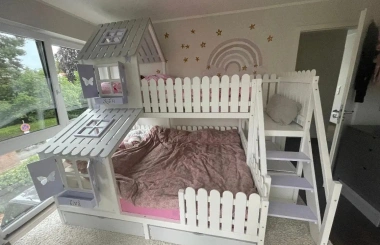 Hausbett, Spielbett LUNA (Leiter,Treppe,Rutsche) - Kubuk Moebel