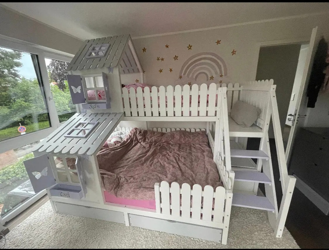 Hausbett, Spielbett LUNA (Leiter,Treppe,Rutsche) - Kubuk Moebel
