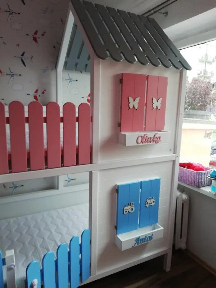 Hausbett, Spielbett LUNA (Leiter,Treppe,Rutsche) - Kubuk Moebel