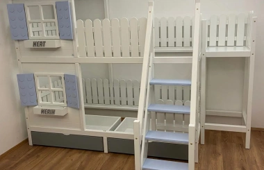 Hausbett, Spielbett LUNA (Leiter,Treppe,Rutsche) - Kubuk Moebel