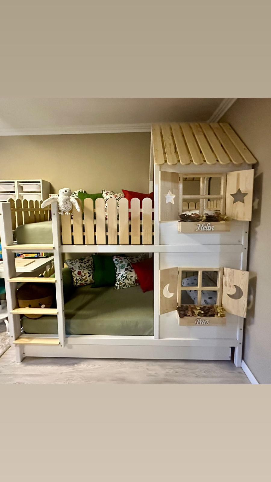 Hausbett, Spielbett LUNA (Leiter,Treppe,Rutsche) - Kubuk Moebel