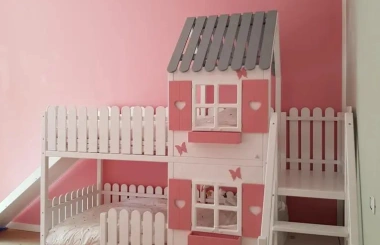 Hausbett, Spielbett LUNA (Leiter,Treppe,Rutsche) - Kubuk Moebel