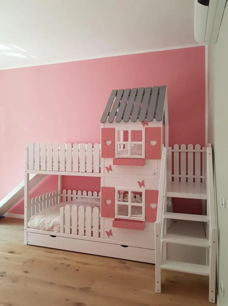 Hausbett, Spielbett LUNA (Leiter,Treppe,Rutsche) - Kubuk Moebel