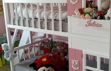 Hausbett, Spielbett LUNA (Leiter,Treppe,Rutsche) - Kubuk Moebel