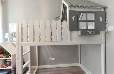 Hausbett, Spielbett LUNA (Leiter,Treppe,Rutsche) - Kubuk Moebel