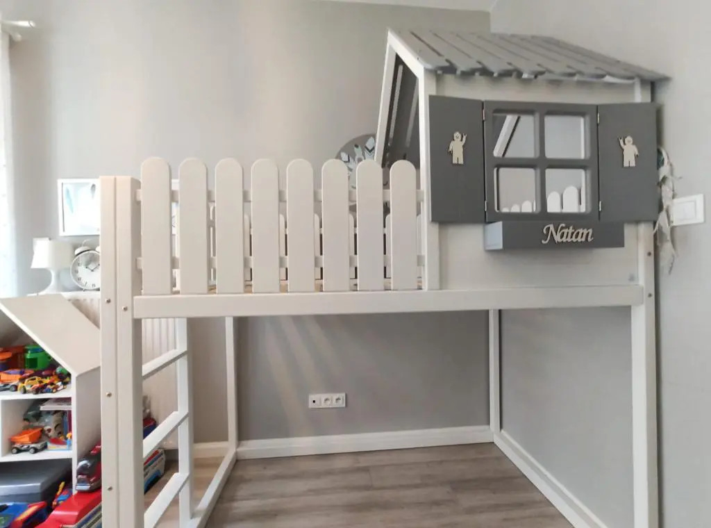 Hausbett, Spielbett LUNA (Leiter,Treppe,Rutsche) - Kubuk Moebel