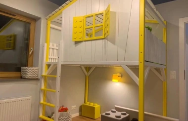 Hausbett, Spielbett LUNA (Leiter,Treppe,Rutsche) - Kubuk Moebel