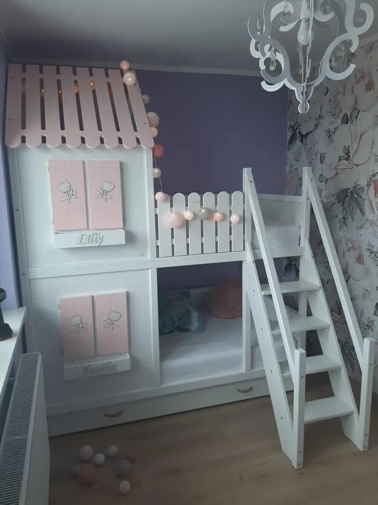 Hausbett, Spielbett LUNA (Leiter,Treppe,Rutsche) - Kubuk Moebel