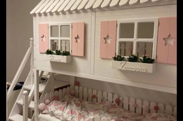 Hausbett, Spielbett LUNA (Leiter,Treppe,Rutsche) - Kubuk Moebel