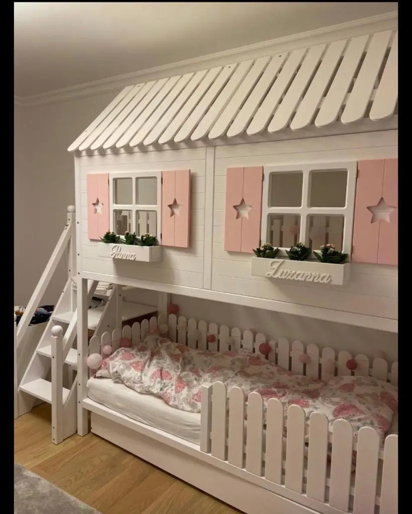 Hausbett, Spielbett LUNA (Leiter,Treppe,Rutsche) - Kubuk Moebel