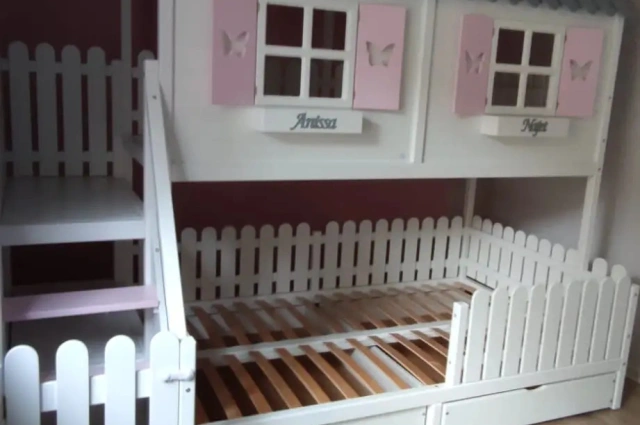 Hausbett, Spielbett LUNA (Leiter,Treppe,Rutsche) - Kubuk Moebel