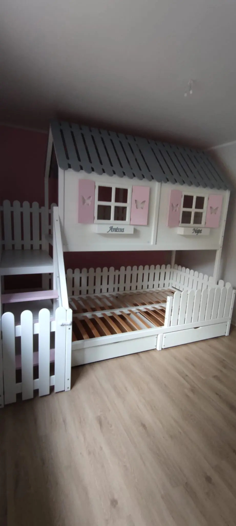 Hausbett, Spielbett LUNA (Leiter,Treppe,Rutsche) - Kubuk Moebel