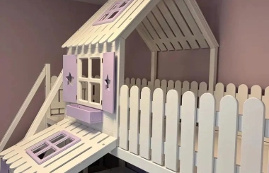 Hausbett, Spielbett LUNA (Leiter,Treppe,Rutsche) - Kubuk Moebel