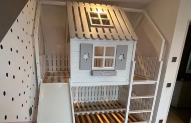 Hausbett, Spielbett LUNA (Leiter,Treppe,Rutsche) - Kubuk Moebel