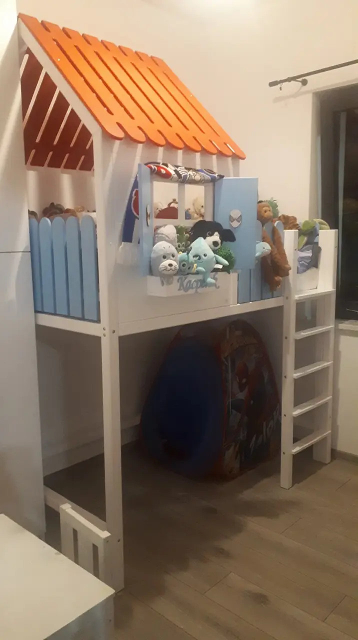 Hausbett, Spielbett LUNA (Leiter,Treppe,Rutsche) - Kubuk Moebel