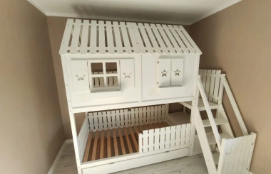 Hausbett, Spielbett LUNA (Leiter,Treppe,Rutsche) - Kubuk Moebel