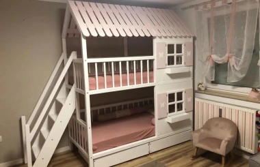 Hausbett, Spielbett LUNA (Leiter,Treppe,Rutsche) - Kubuk Moebel