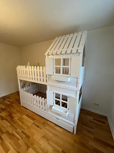 Hausbett, Spielbett LUNA (Leiter,Treppe,Rutsche) - Kubuk Moebel