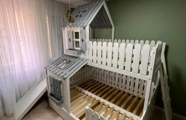 Hausbett, Spielbett LUNA (Leiter,Treppe,Rutsche) - Kubuk Moebel