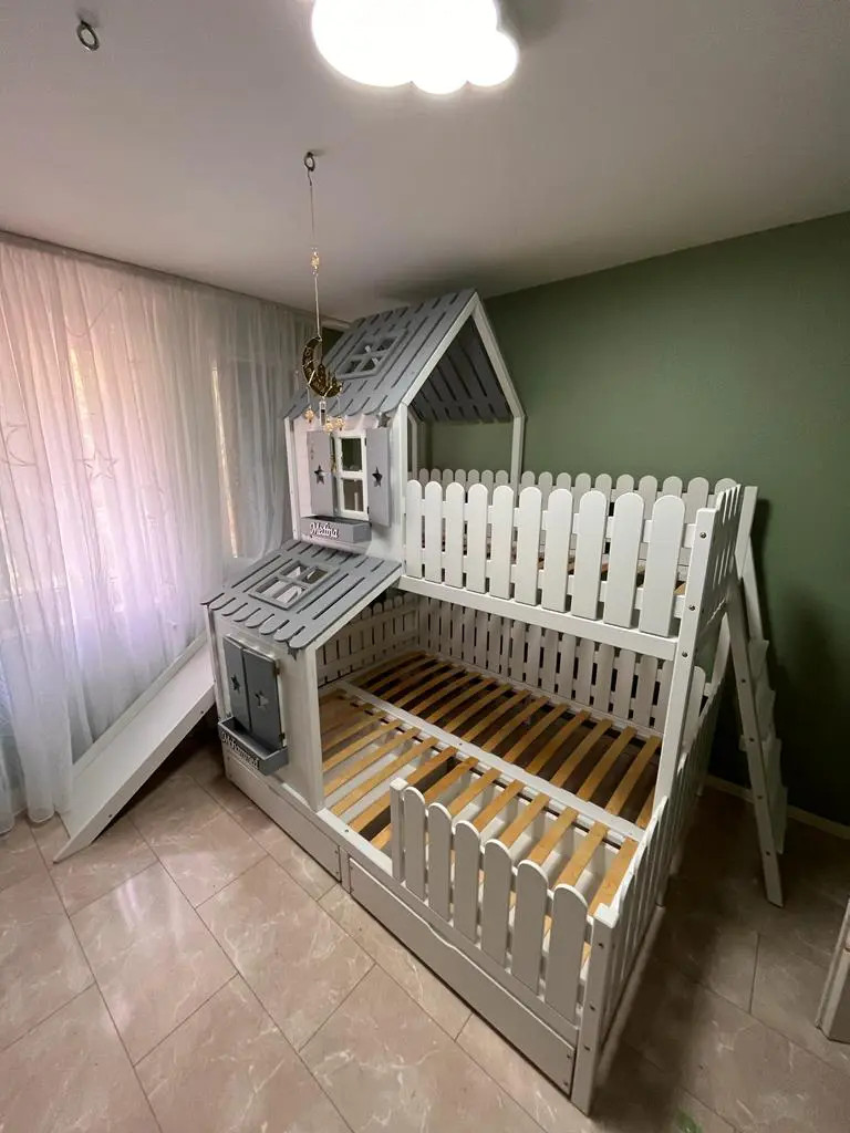 Hausbett, Spielbett LUNA (Leiter,Treppe,Rutsche) - Kubuk Moebel