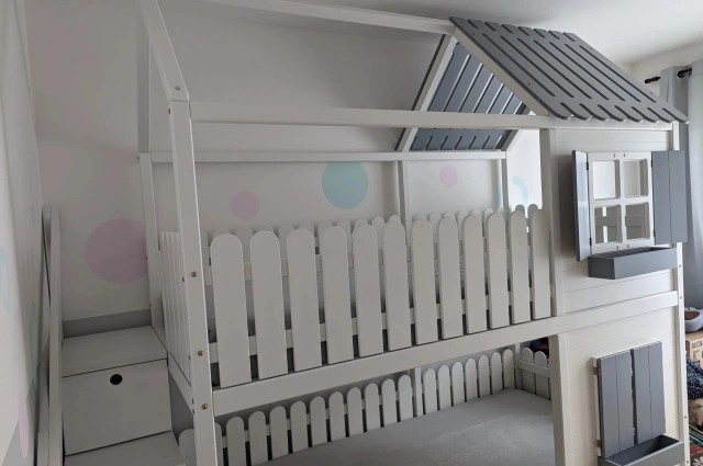 Hausbett, Spielbett LUNA (Leiter,Treppe,Rutsche) - Kubuk Moebel